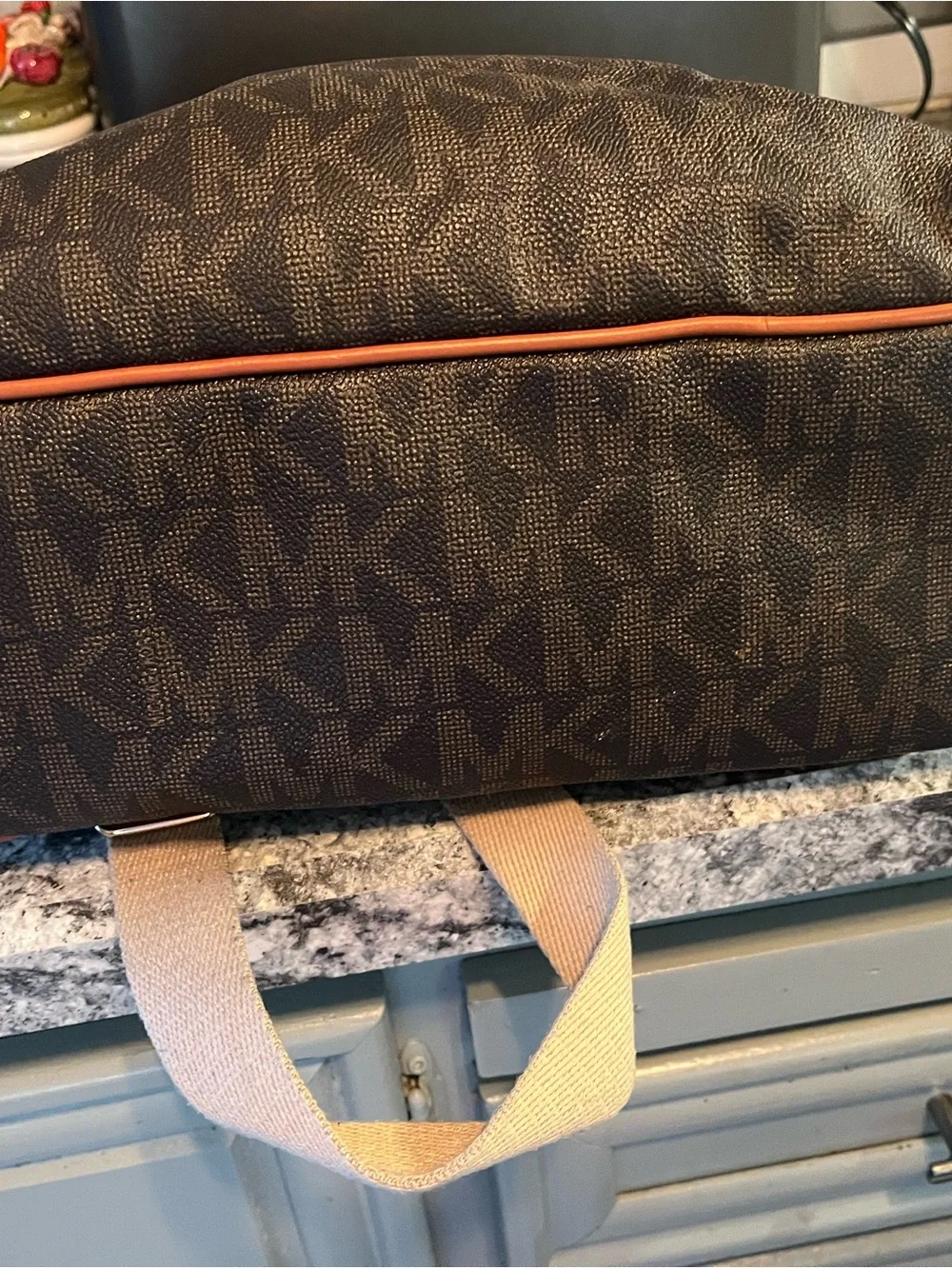 Michael Kors Large Zip-Pocket Backpack MK Brown Logo